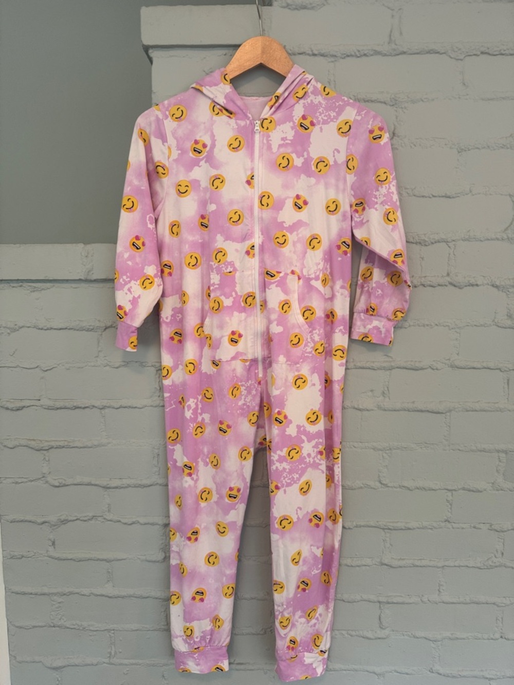 Pixie Lane Pink Fave Emoji Print Hooded Onesie